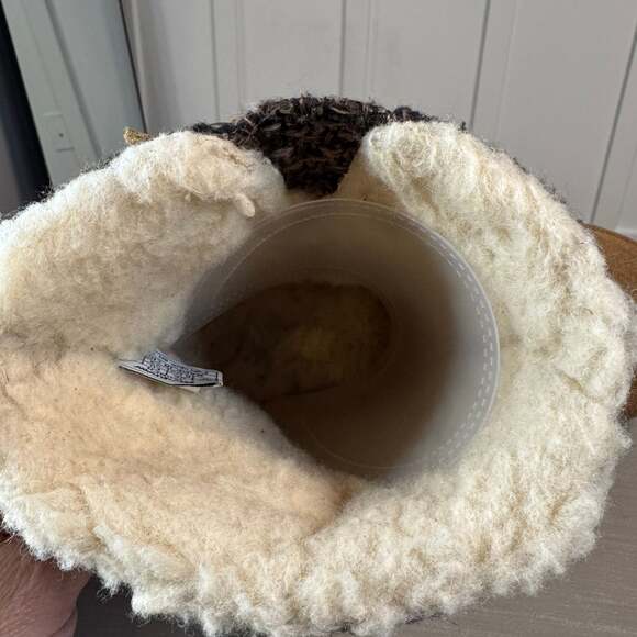 BEARPAW Women's Avery Tan Suede and Knit Wool Blend Winter Ankle Boots - Picture 7 of 12